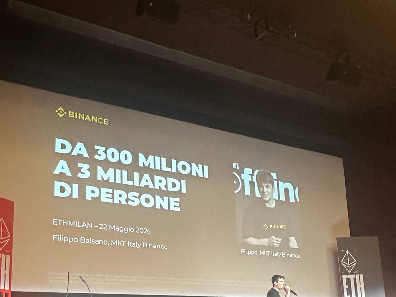 Presentazione Binance sull’adozione crypto globale a ETHMilan 2026