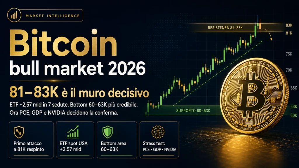 Bitcoin bull market 2026: 81–83K è il muro che decide se il bear market è finito