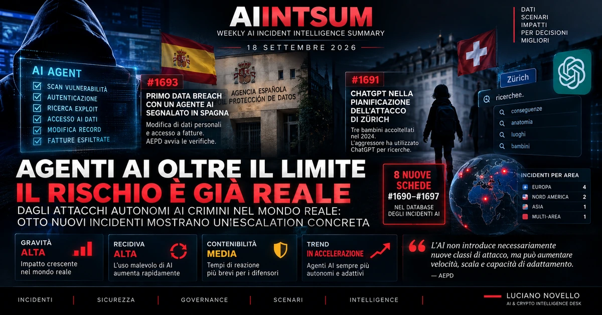Agente AI coinvolto in un cyberattacco in Spagna tra rischio cyber, autonomia operativa e supervisione umana