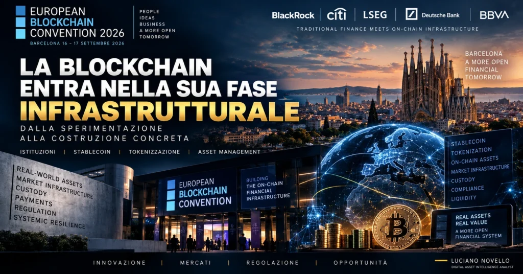 European Blockchain Convention 2026 a Barcellona con focus su finanza istituzionale, stablecoin, tokenizzazione, custody e infrastruttura on-chain